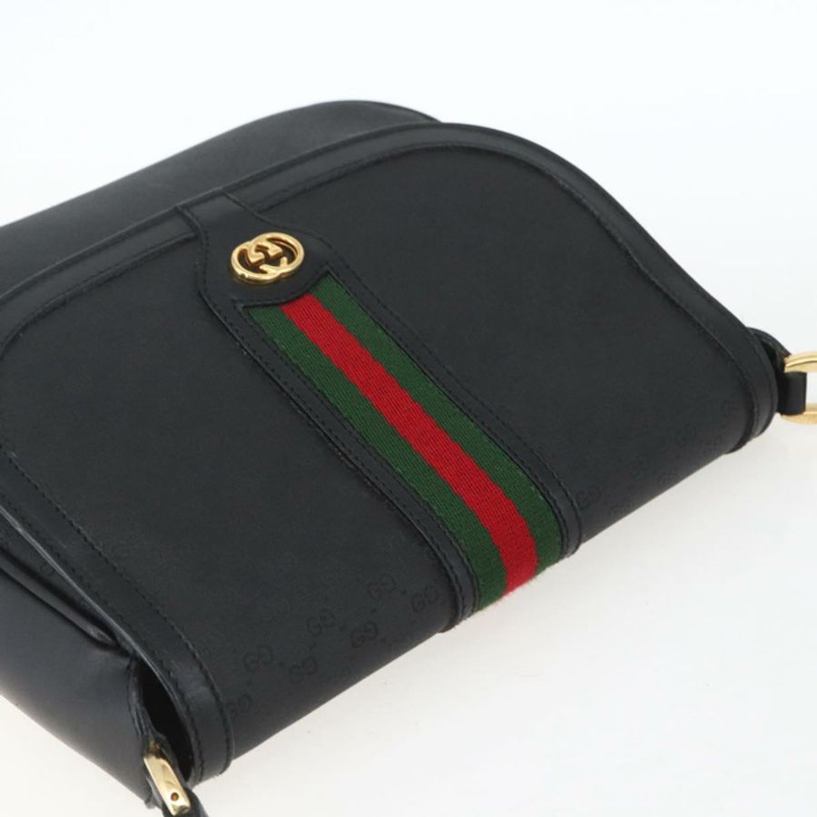 【日本直送】GUCCI Micro GG Supreme Web Sherry Line Bag PVC Black 001 115 0914 Auth 167932-5