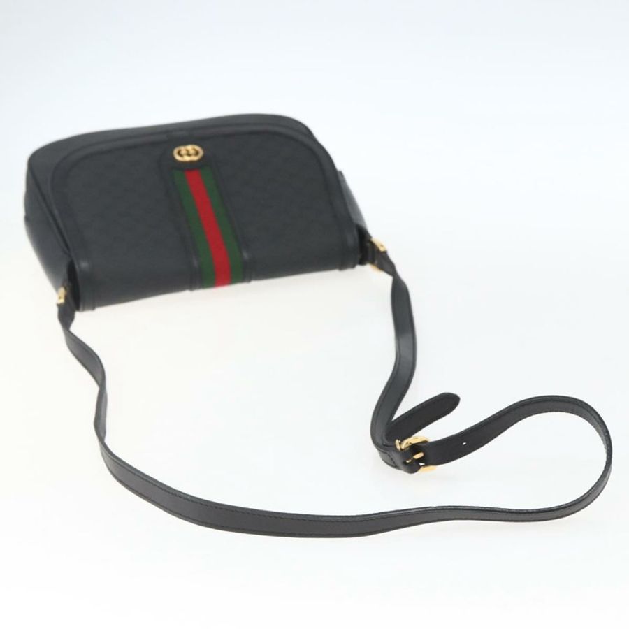 【日本直送】GUCCI Micro GG Supreme Web Sherry Line Bag PVC Black 001 115 0914 Auth 167932-6
