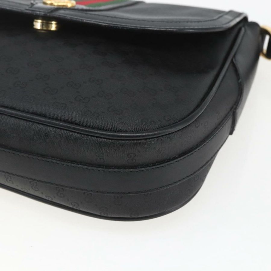 【日本直送】GUCCI Micro GG Supreme Web Sherry Line Bag PVC Black 001 115 0914 Auth 167932-8