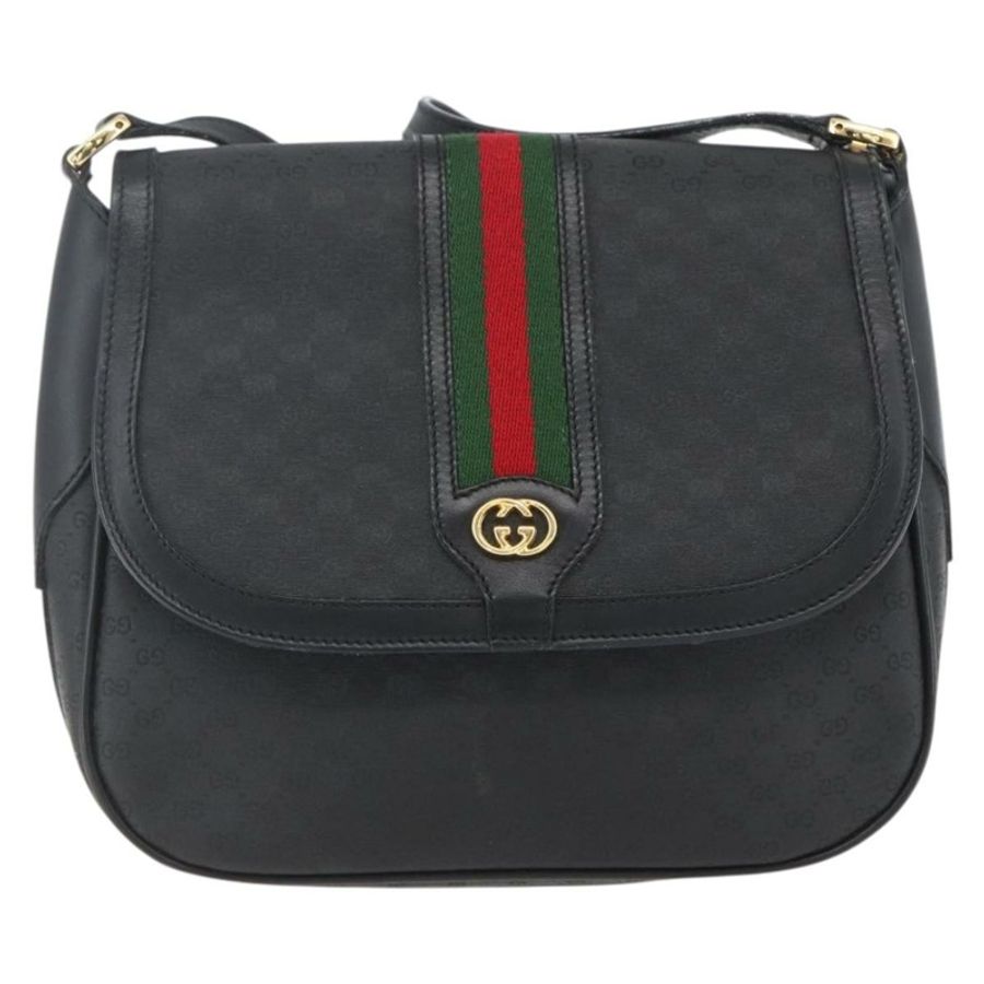 【日本直送】GUCCI Micro GG Supreme Web Sherry Line Bag PVC Black 001 115 0914 Auth 167932-12