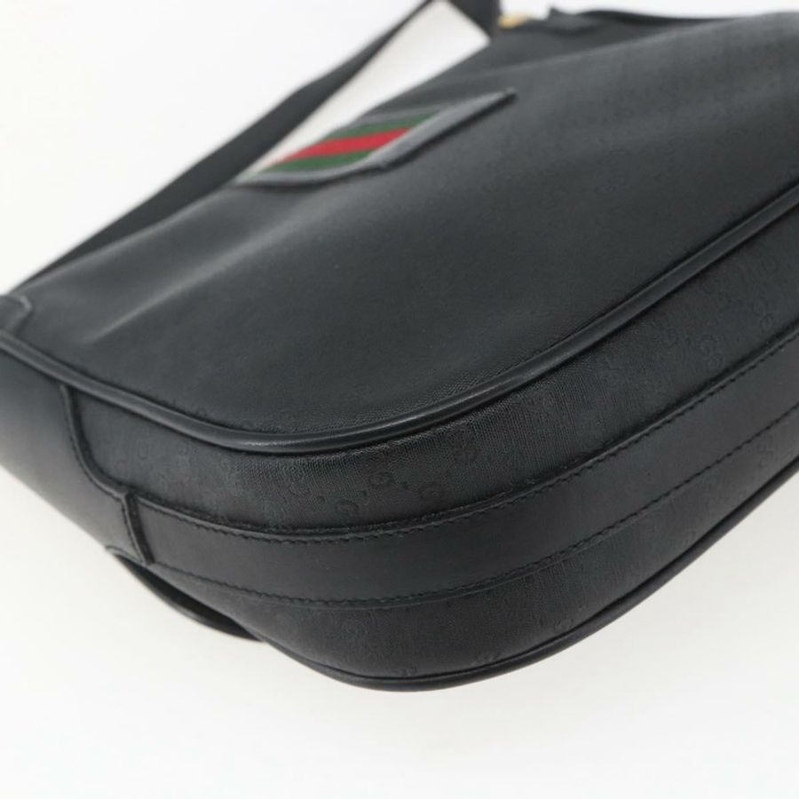 【日本直送】GUCCI Micro GG Supreme Web Sherry Line Bag PVC Black 001 115 0914 Auth 167932-15