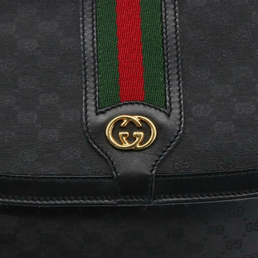 【日本直送】GUCCI Micro GG Supreme Web Sherry Line Bag PVC Black 001 115 0914 Auth 167932-16