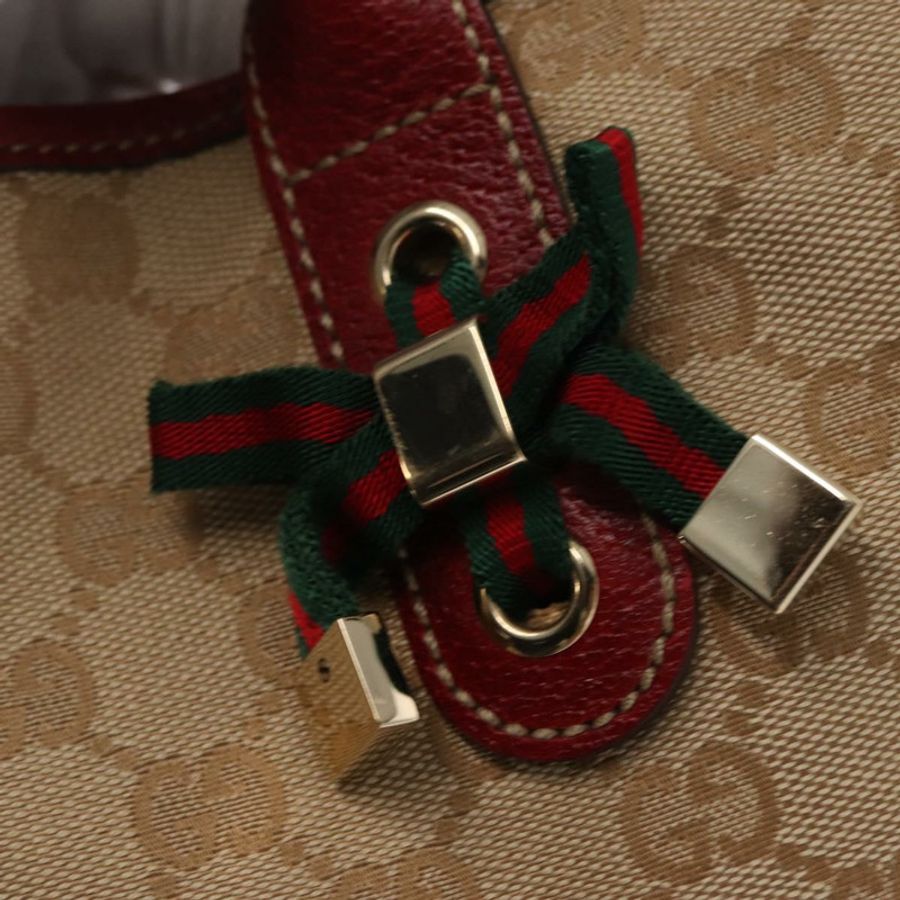 【日本直送】GUCCI Pretty GG帆布織帶雪莉系列手提包 米色 金色 163805 正品 168644-9