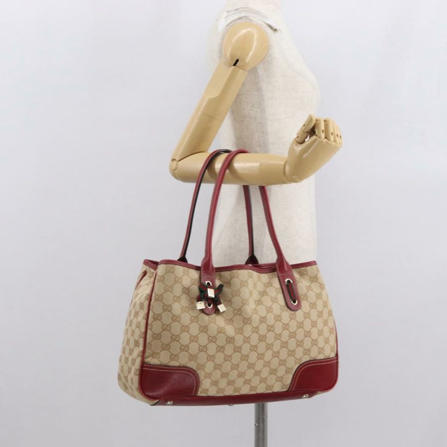 【日本直送】GUCCI Pretty GG帆布織帶雪莉系列手提包 米色 金色 163805 正品 168644-21