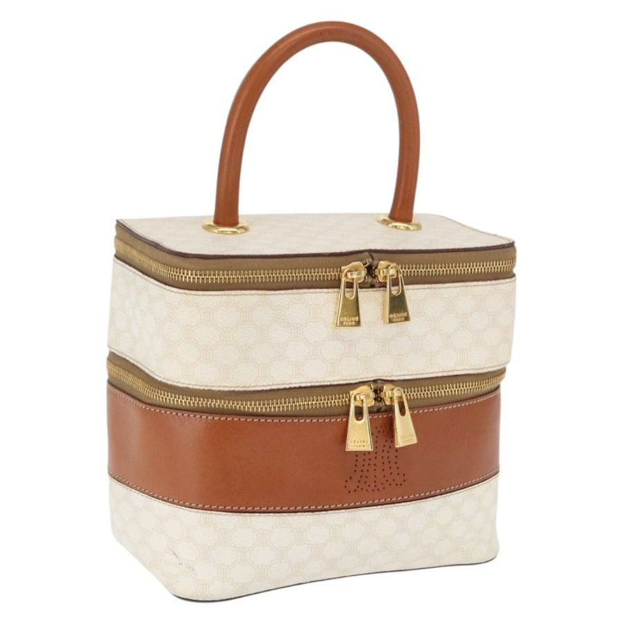 【日本直送】CELINE Macadam帆布化妝包 PVC 白色金色 正品 168649-0