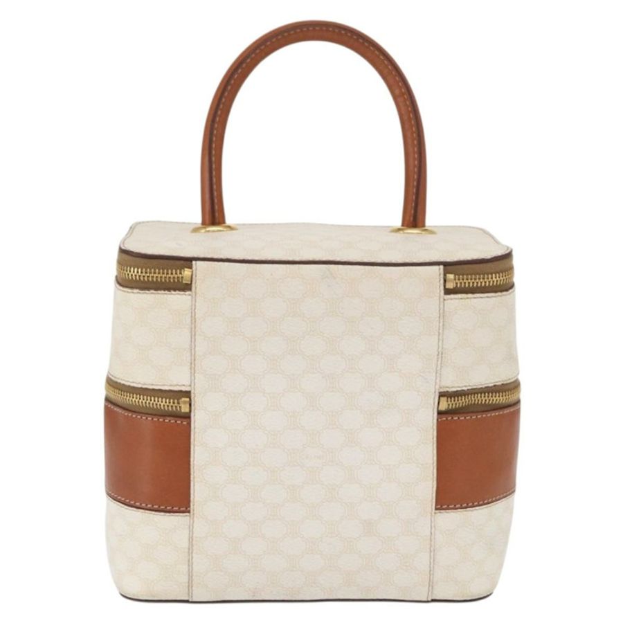 【日本直送】CELINE Macadam帆布化妝包 PVC 白色金色 正品 168649-1