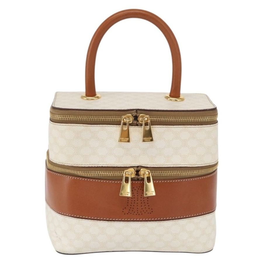 【日本直送】CELINE Macadam帆布化妝包 PVC 白色金色 正品 168649-12