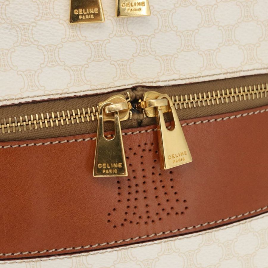 【日本直送】CELINE Macadam帆布化妝包 PVC 白色金色 正品 168649-18