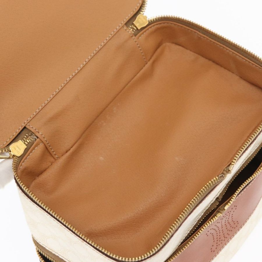 【日本直送】CELINE Macadam帆布化妝包 PVC 白色金色 正品 168649-22