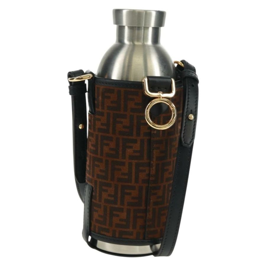 【日本直送】FENDI Zucchino 帆布 24 瓶裝酒瓶架 棕色金色 正品 171378M-0