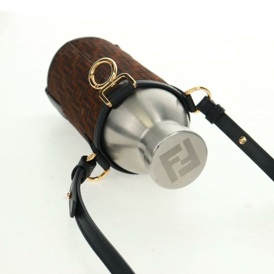 【日本直送】FENDI Zucchino 帆布 24 瓶裝酒瓶架 棕色金色 正品 171378M-5