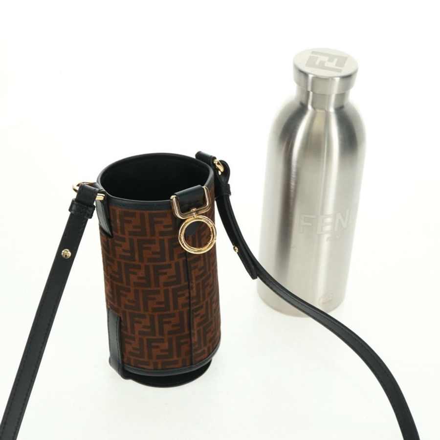【日本直送】FENDI Zucchino 帆布 24 瓶裝酒瓶架 棕色金色 正品 171378M-8