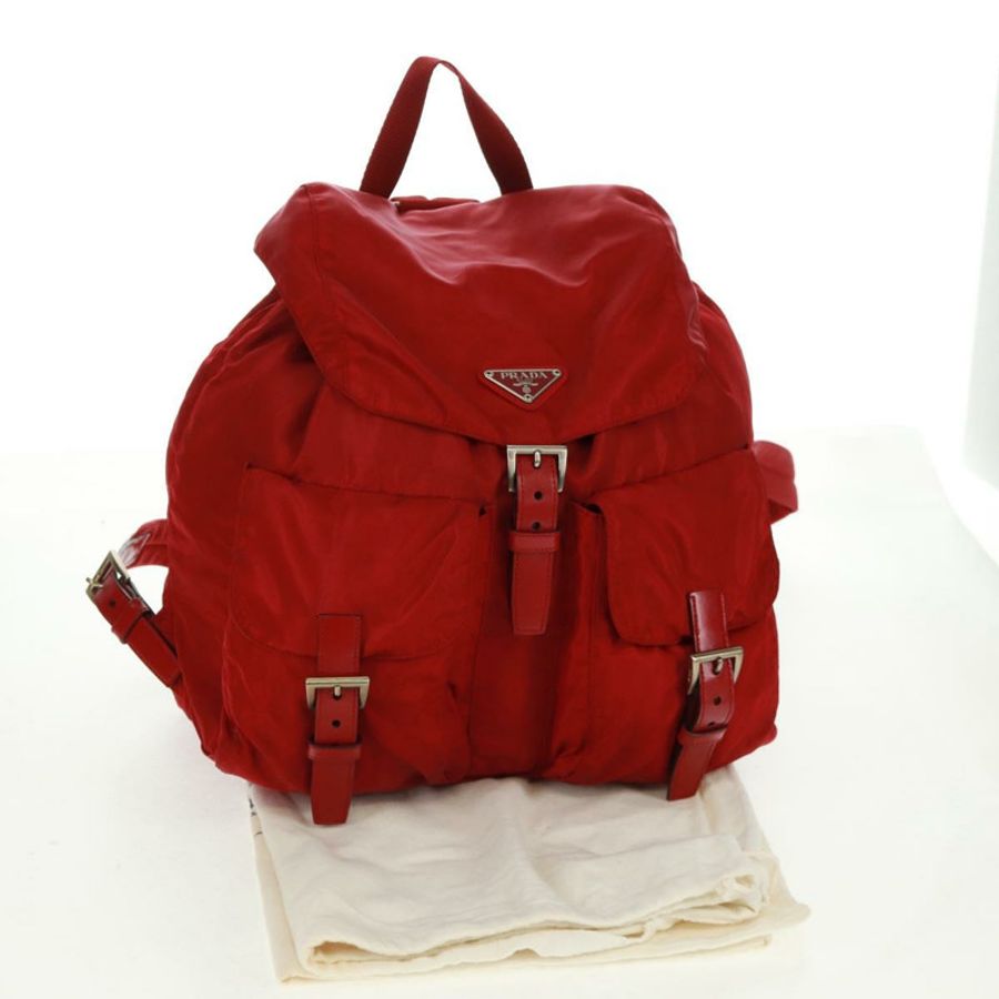 【日本直送】PRADA 雙肩包 尼龍 紅色 銀色 正品 169589V-11