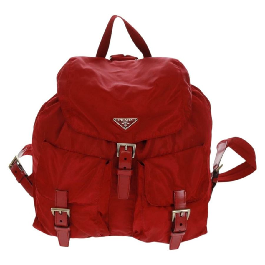 【日本直送】PRADA 雙肩包 尼龍 紅色 銀色 正品 169589V-12
