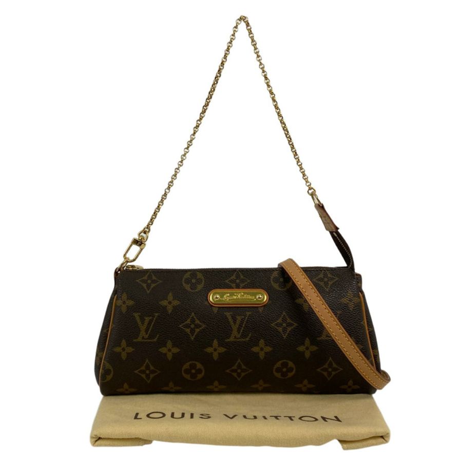 △ LOUIS VUITTON 路易·威登 Brown Coated Canvas Monogram Pochette Eva 2 way bag 啡色塗層帆布經典老花兩用袋-267009196-0