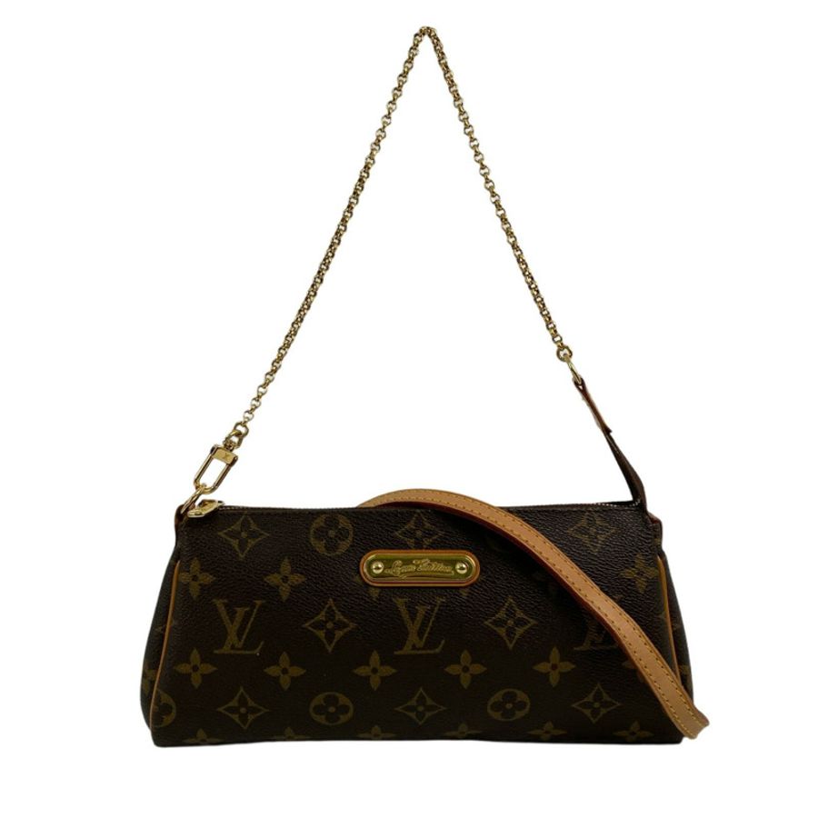 △ LOUIS VUITTON 路易·威登 Brown Coated Canvas Monogram Pochette Eva 2 way bag 啡色塗層帆布經典老花兩用袋-267009196-1