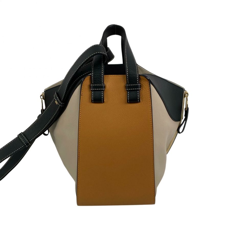 △ LOEWE 羅意威 Brown, Black, Beige Calfskin Hammock 2 way bag 啡色, 黑色, 灰色小牛皮兩用袋-267013764-2