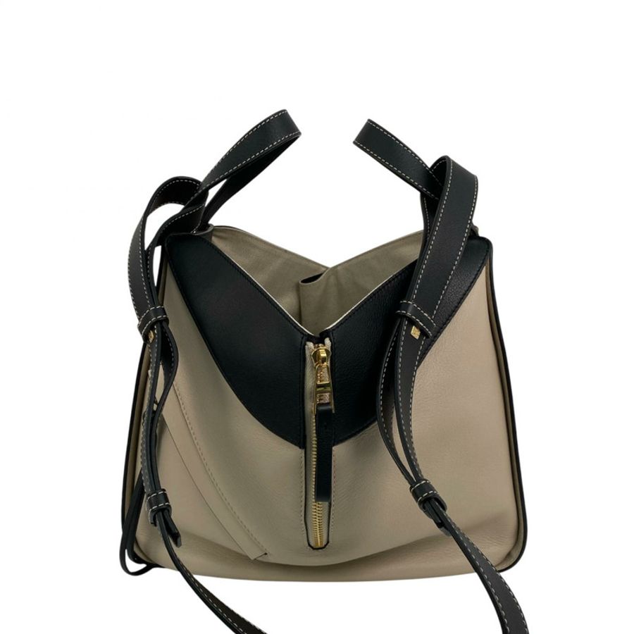△ LOEWE 羅意威 Brown, Black, Beige Calfskin Hammock 2 way bag 啡色, 黑色, 灰色小牛皮兩用袋-267013764-3