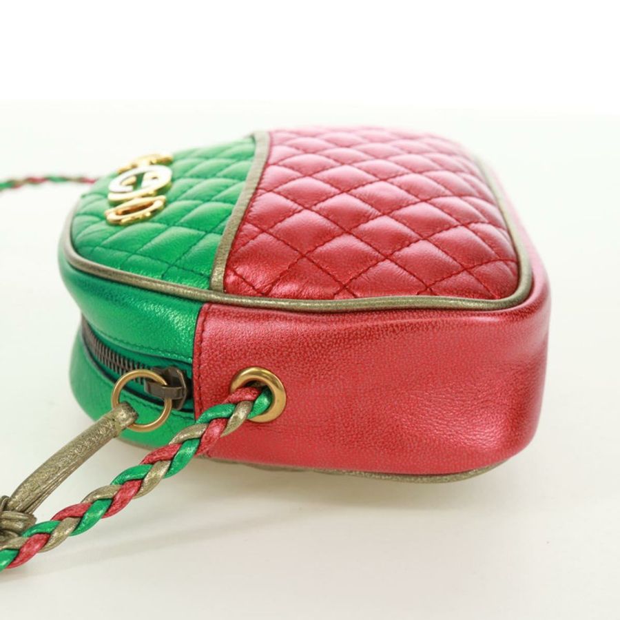 【日本直送】GUCCI Zumi 單肩包,皮革,紅色/金色,貨號 534951,正品編號 171605V-2