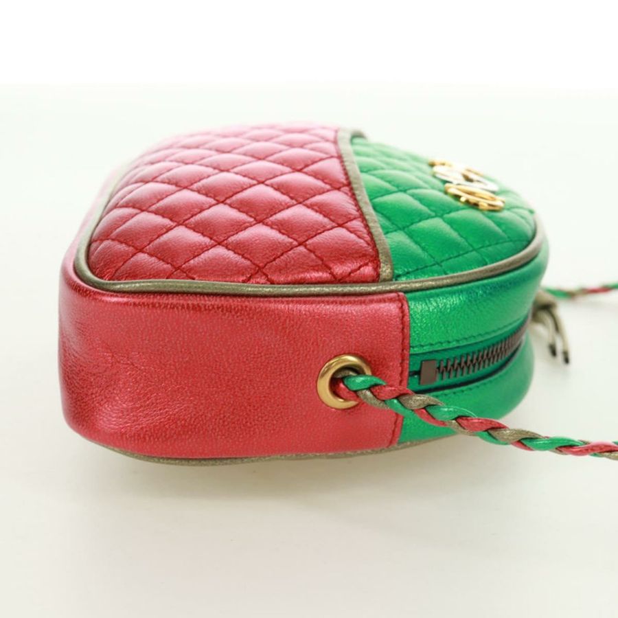 【日本直送】GUCCI Zumi 單肩包,皮革,紅色/金色,貨號 534951,正品編號 171605V-3