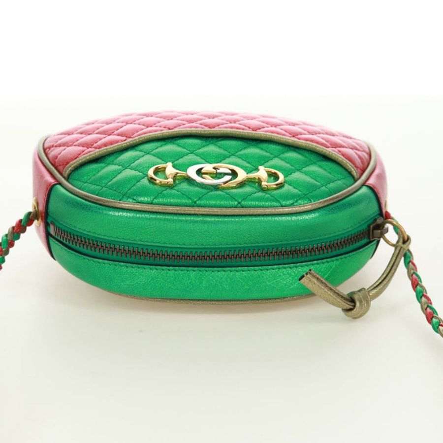 【日本直送】GUCCI Zumi 單肩包,皮革,紅色/金色,貨號 534951,正品編號 171605V-5