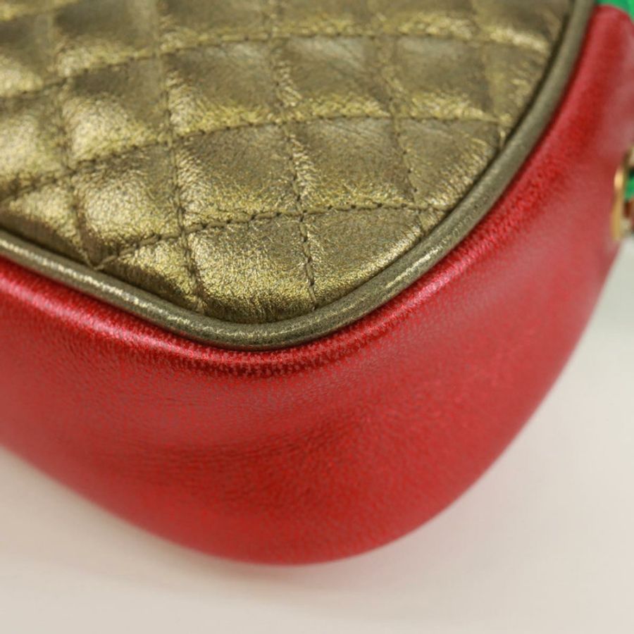 【日本直送】GUCCI Zumi 單肩包,皮革,紅色/金色,貨號 534951,正品編號 171605V-17