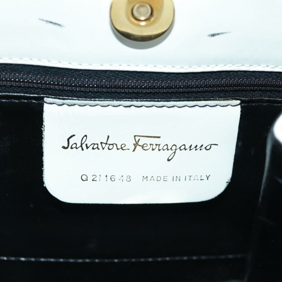 【日本直送】Salvatore Ferragamo 手提包 皮革 白色 金色 正品 171023A-10