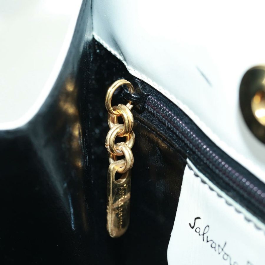 【日本直送】Salvatore Ferragamo 手提包 皮革 白色 金色 正品 171023A-21