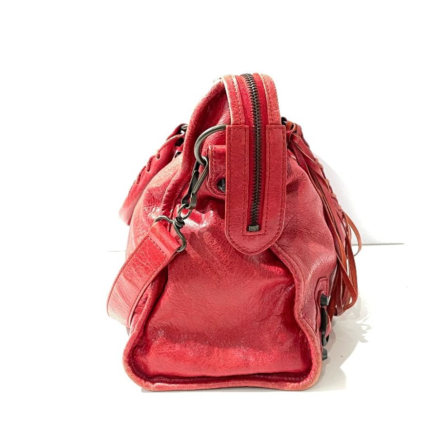 Balenciaga city機車包 紅色油蠟皮-2