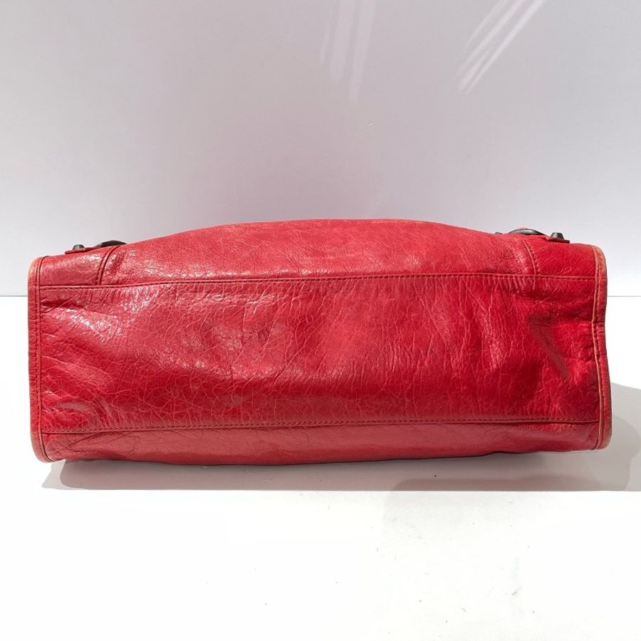 Balenciaga city機車包 紅色油蠟皮-4