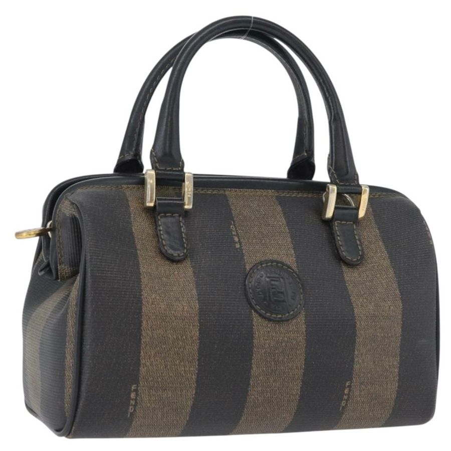 【日本直送】FENDI 胡桃色帆布迷你手提包 PVC 棕色黑色 正品 am10793V-0