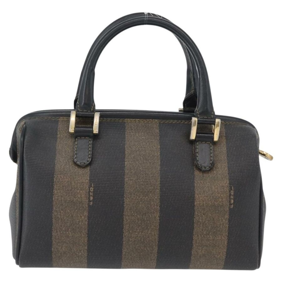 【日本直送】FENDI 胡桃色帆布迷你手提包 PVC 棕色黑色 正品 am10793V-1
