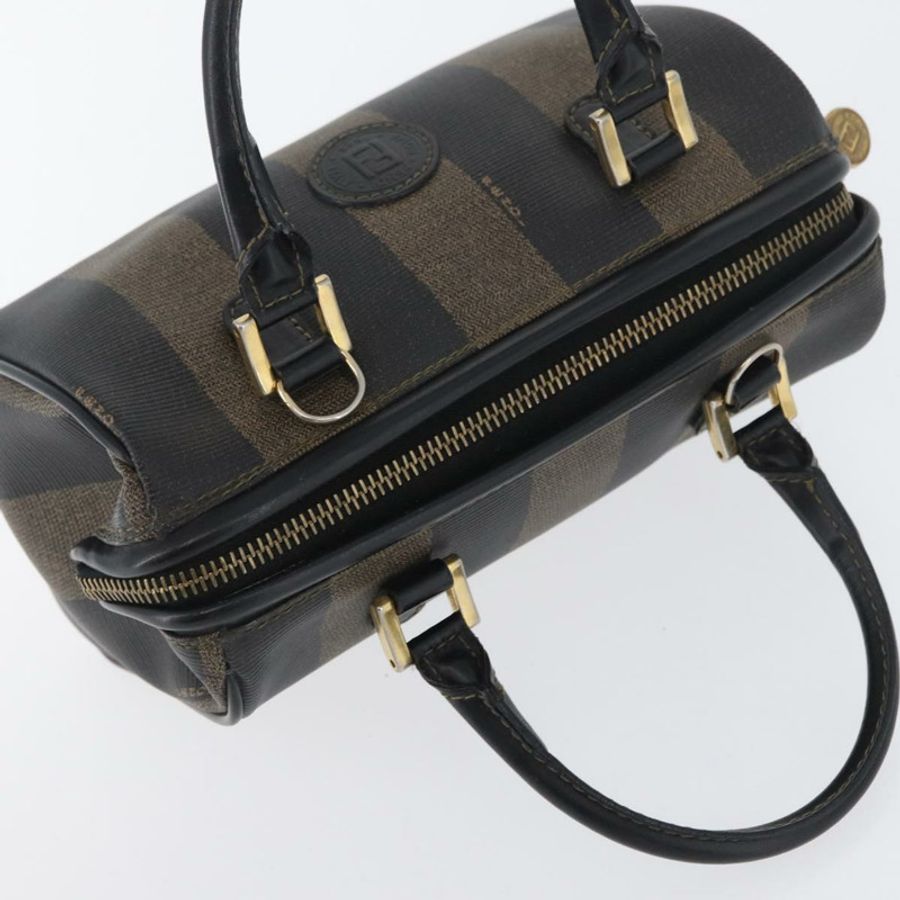 【日本直送】FENDI 胡桃色帆布迷你手提包 PVC 棕色黑色 正品 am10793V-5