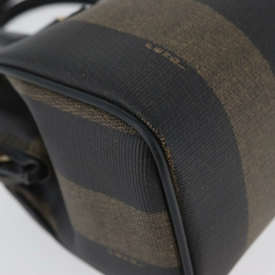 【日本直送】FENDI 胡桃色帆布迷你手提包 PVC 棕色黑色 正品 am10793V-8