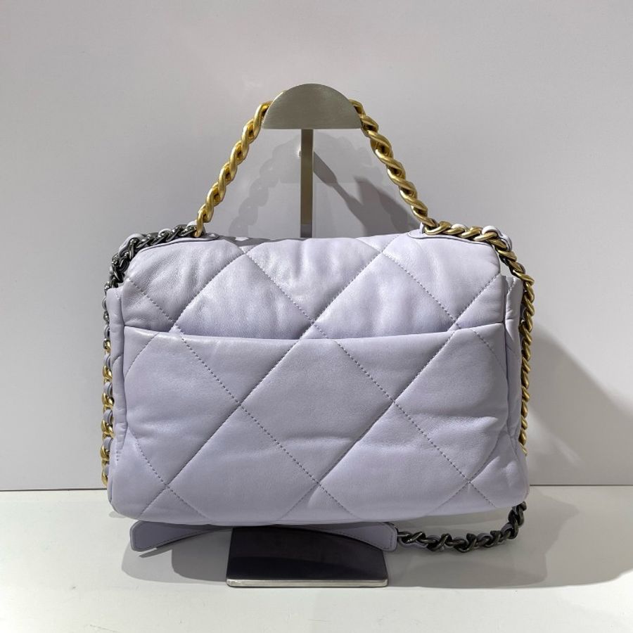 CHANEL香奈兒19bag 中號淺紫色金扣 晶片款-1