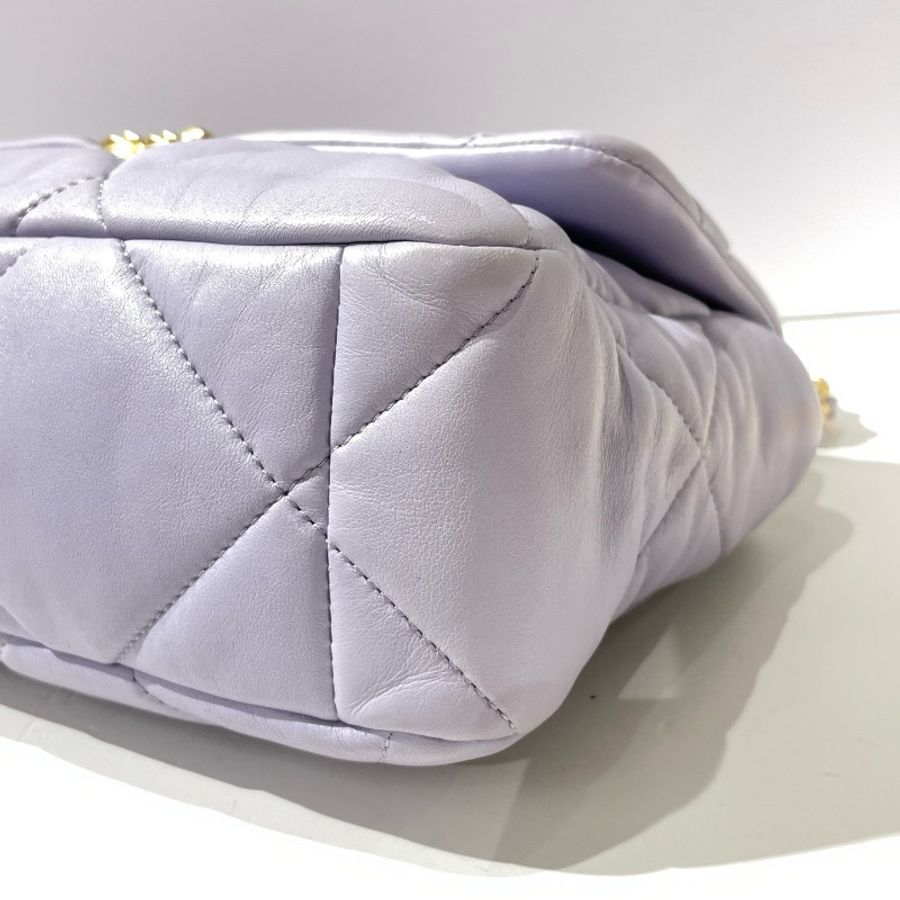 CHANEL香奈兒19bag 中號淺紫色金扣 晶片款-6