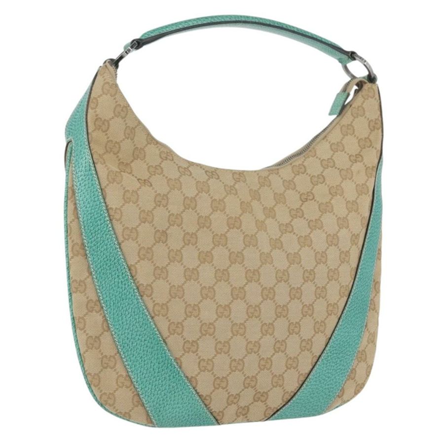 【日本直送】GUCCI GG帆布肩背包 米色 薄荷綠 銀色 124357 正品 BA11129-0