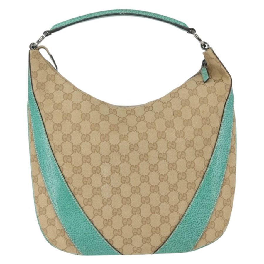 【日本直送】GUCCI GG帆布肩背包 米色 薄荷綠 銀色 124357 正品 BA11129-1