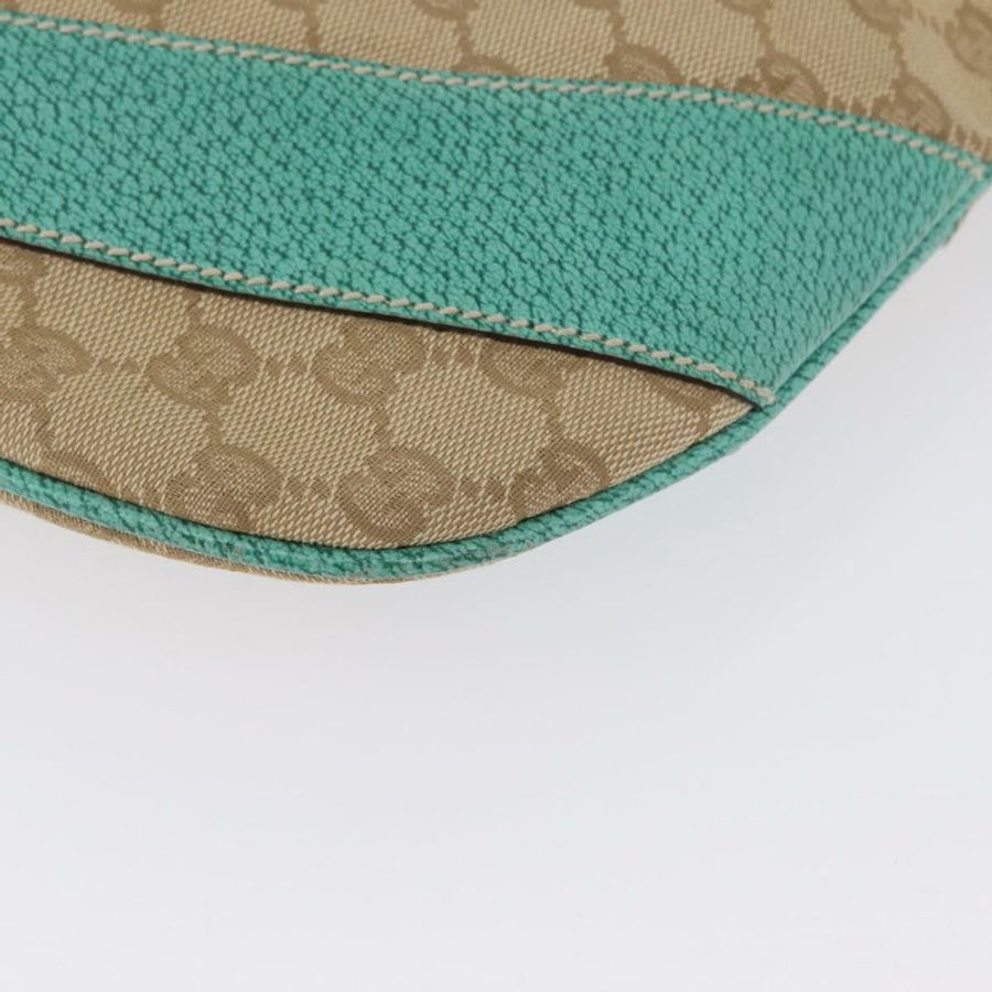 【日本直送】GUCCI GG帆布肩背包 米色 薄荷綠 銀色 124357 正品 BA11129-8
