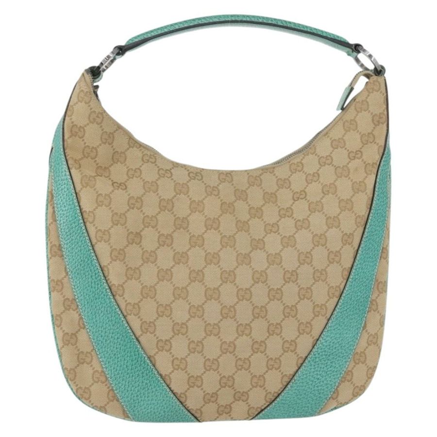 【日本直送】GUCCI GG帆布肩背包 米色 薄荷綠 銀色 124357 正品 BA11129-12