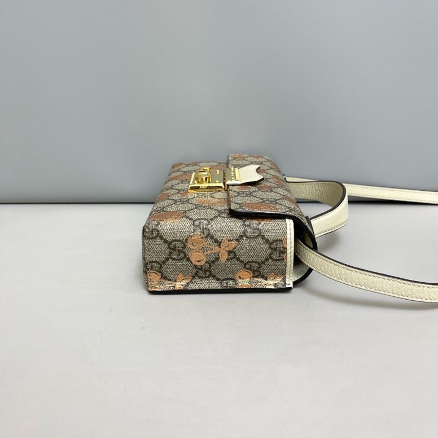 Gucci Padlock迷你老花草莓燙金月光寶盒-5