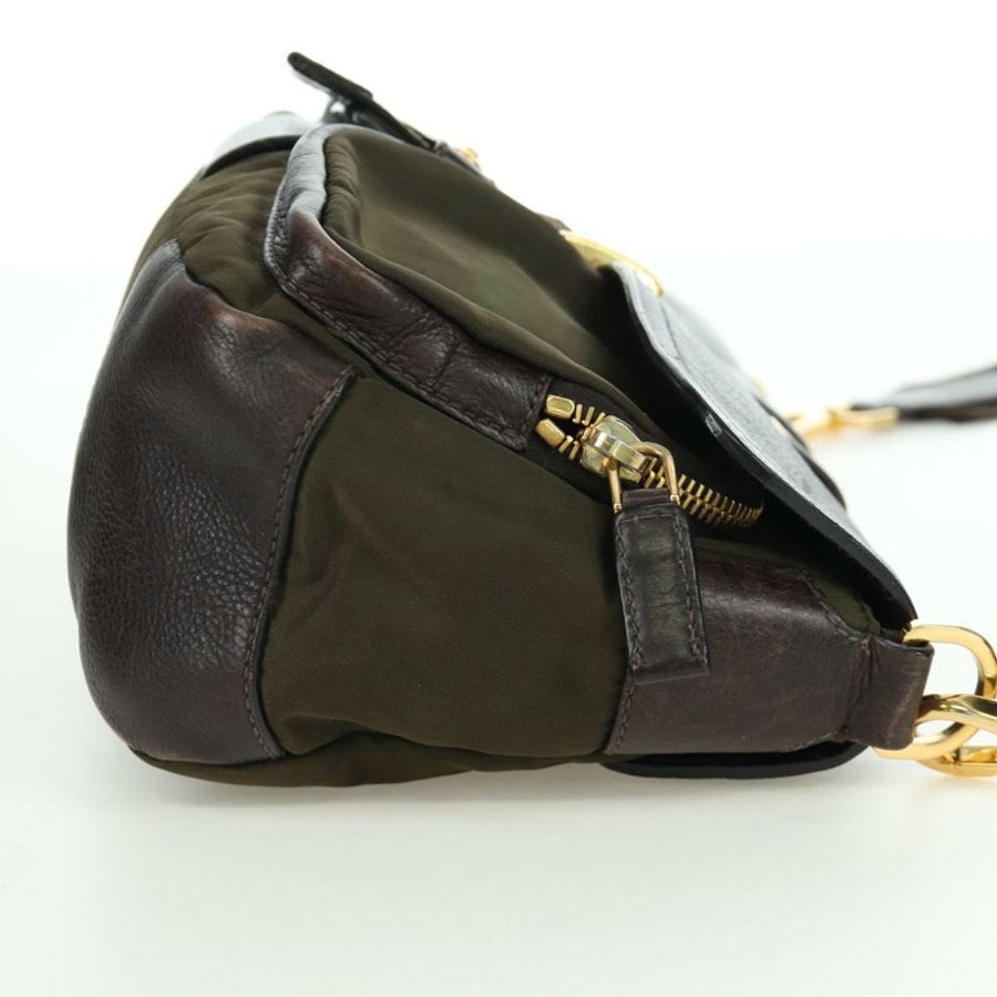 【日本直送】PRADA 尼龍皮革肩包 卡其色 金色 正品 ARZ154V-3