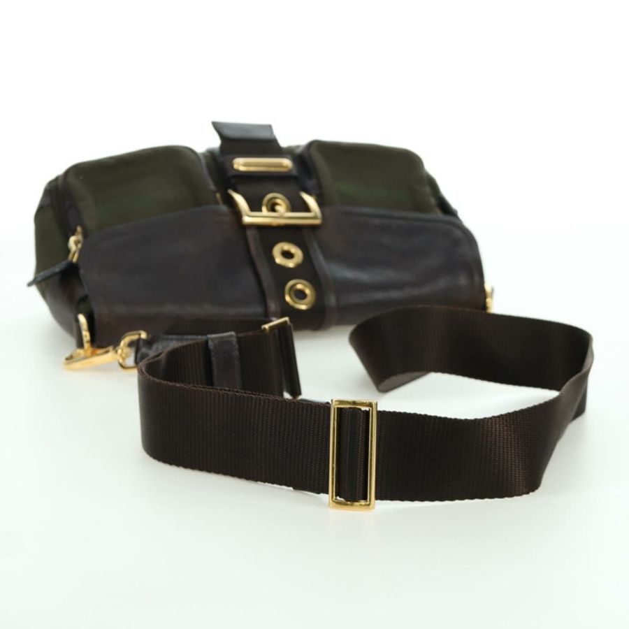 【日本直送】PRADA 尼龍皮革肩包 卡其色 金色 正品 ARZ154V-5