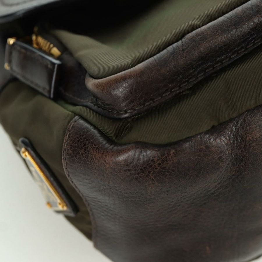 【日本直送】PRADA 尼龍皮革肩包 卡其色 金色 正品 ARZ154V-7