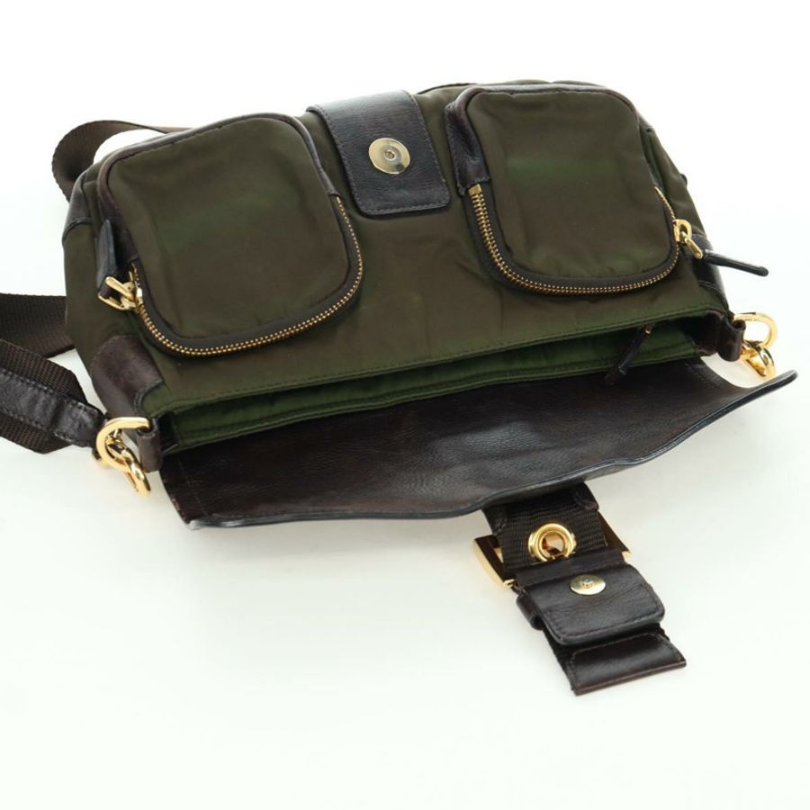 【日本直送】PRADA 尼龍皮革肩包 卡其色 金色 正品 ARZ154V-8