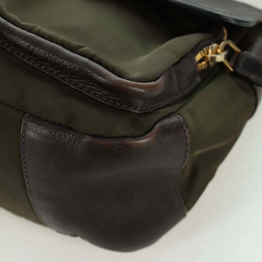 【日本直送】PRADA 尼龍皮革肩包 卡其色 金色 正品 ARZ154V-14