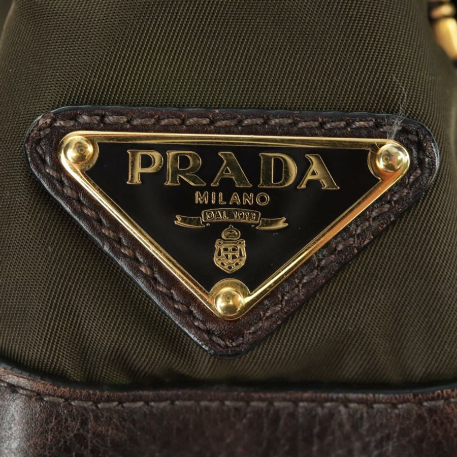 【日本直送】PRADA 尼龍皮革肩包 卡其色 金色 正品 ARZ154V-17