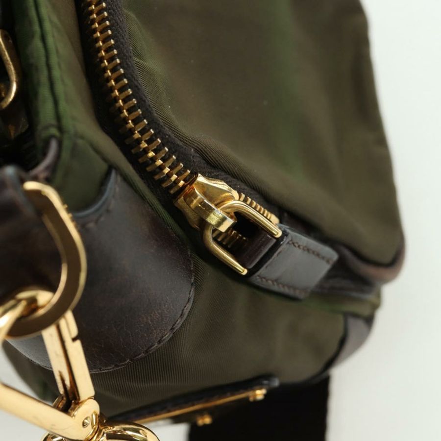 【日本直送】PRADA 尼龍皮革肩包 卡其色 金色 正品 ARZ154V-19
