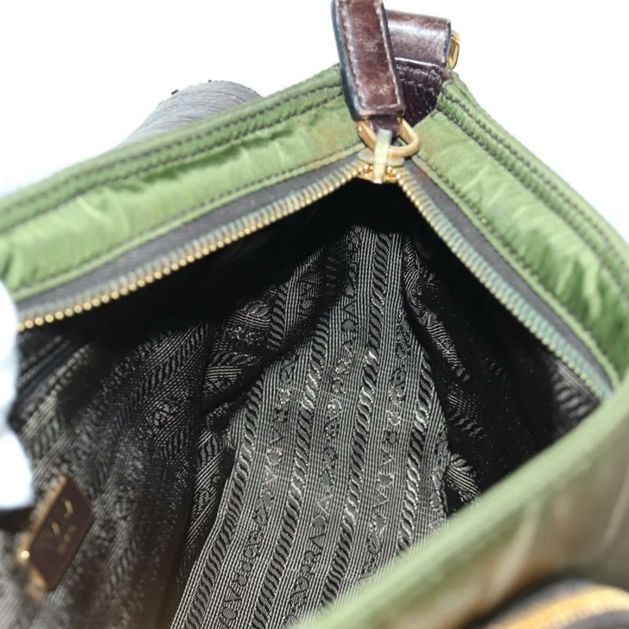 【日本直送】PRADA 尼龍皮革肩包 卡其色 金色 正品 ARZ154V-23