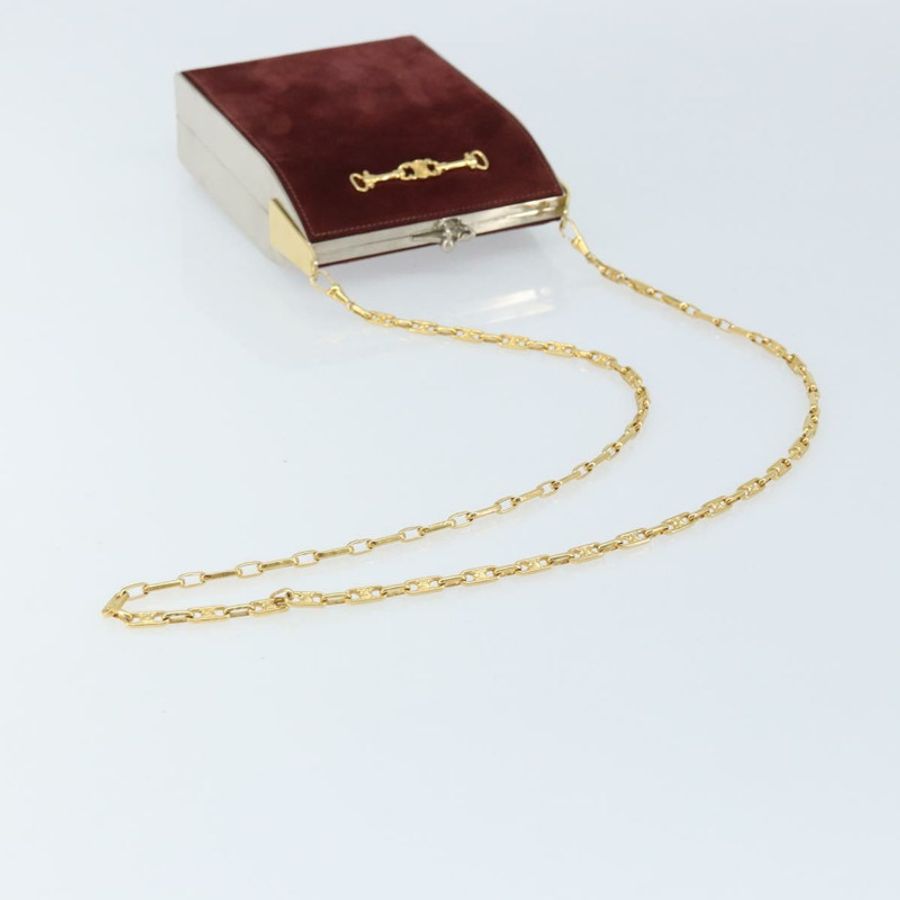 【日本直送】CELINE 馬銜扣鏈單肩包 麂皮 波爾多金 正品 ARZ301V-6